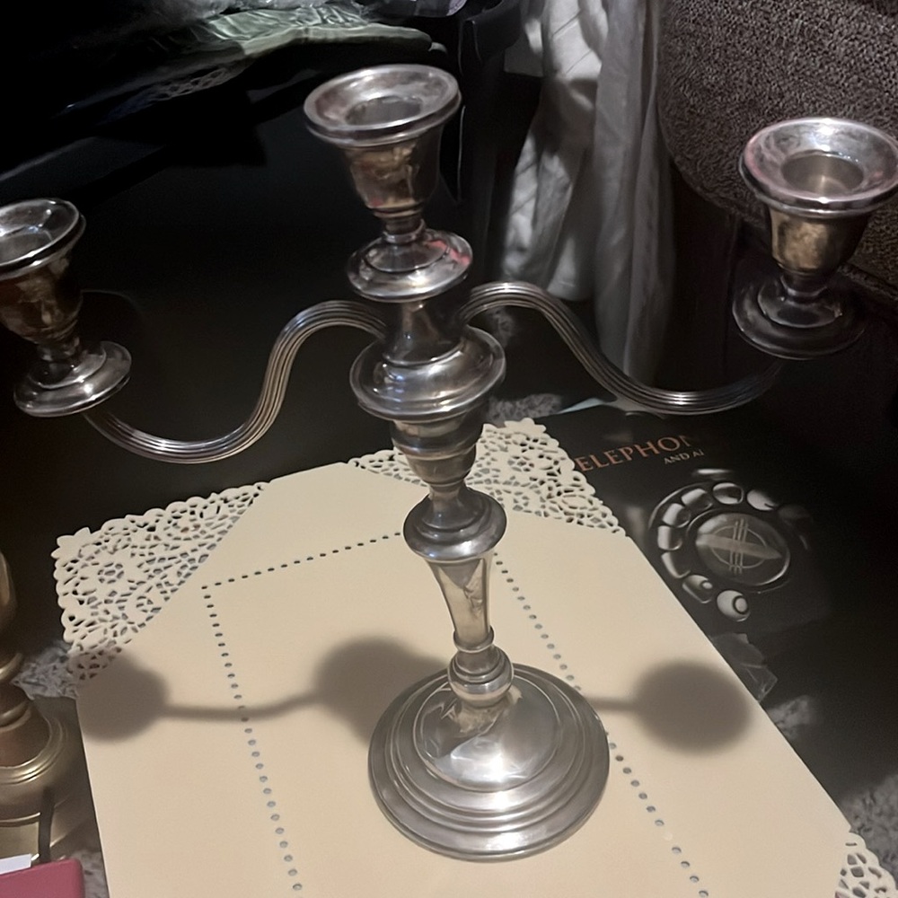 Antique sterling weighted candelabra